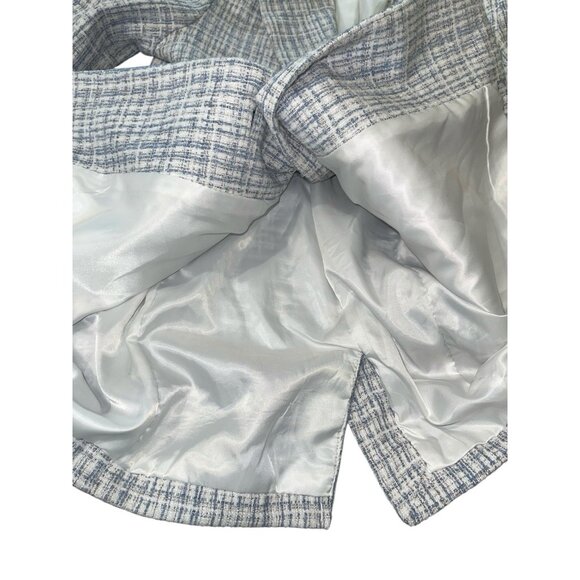 7 FOR ALL MANKIND Women's Blue Tweed Blazer Long Length Two Button Size Medium? - Picture 13 of 15